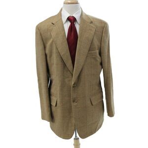 Paul Smith Mens Blazer Brown Herringbone Rayon Button Closure Size 42